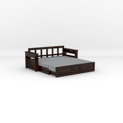 Karmith Sheesham Wood 3 Seater Sofa Bed With Storage (Walnut Finish)