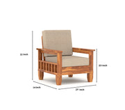 Fenwick 6 Seater Solid Wood Sofa (Honey Finish)