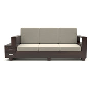 Jorvian Mossy 6 Seater Solid Wood Sofa (Walnut Finish)