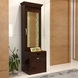 Dresthion Sheesham Wood Dressing Table with Mirror and Drawers and Storage Seating Stool (Walnut Finish)