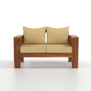 Outer CNC 2 Seater Solid Wood Sofa (Honey Finish)
