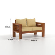 Outer CNC 6 Seater Solid Wood Sofa (Honey Finish)