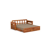Karmith Sheesham Wood 3 Seater Sofa Bed With Storage (Honey Finish)