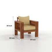 Outer CNC 5 Seater Solid Wood Sofa (Honey Finish)