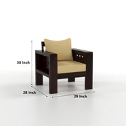 Outer CNC 1 Seater Solid Wood Sofa (Walnut Finish)