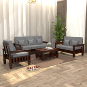 Fenwick 6 Seater Solid Wood Sofa (Walnut Finish)