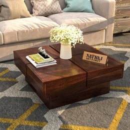 Korvethan Sheesham Wood Center Table (Walnut Finish)