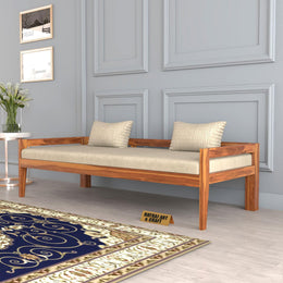 Novren Sheesham Wood Divan with Mattress (Honey Finish)