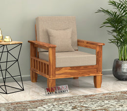 Fenwick 1 Seater Solid Wood Sofa (Honey Finish)