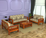 New Outer 7 Seater Solid Wood Sofa (Honey Finish)