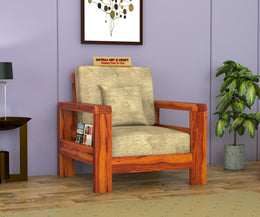 New Outer 1 Seater Solid Wood Sofa (Honey Finish)