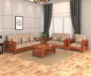 X-Sofa 6 Seater Solid Wood Sofa (Honey Finish)