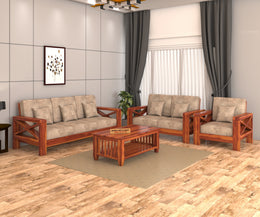 X-Sofa 6 Seater Solid Wood Sofa (Honey Finish)
