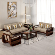 Curve 6 Seater Solid Wood Sofa (Walnut Finish)