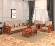 X-Sofa 5 Seater Solid Wood Sofa (Honey Finish)