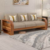 Curve 3 Seater Solid Wood Sofa (Honey Finish)