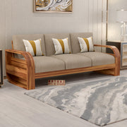 Curve 3 Seater Solid Wood Sofa (Honey Finish)