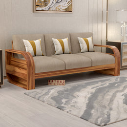 Curve 3 Seater Solid Wood Sofa (Honey Finish)