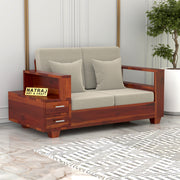Jorvian Mossy 2 Seater Solid Wood Sofa (Honey Finish)
