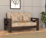X-Sofa 2 Seater Solid Wood Sofa (Walnut Finish)