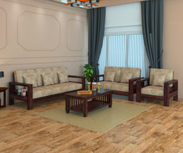 New Outer 6 Seater Solid Wood Sofa (Walnut Finish)