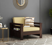 Jenthoris 1 Seater Solid Wood Sofa (Walnut Finish)