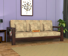 New Outer 3 Seater Solid Wood Sofa (Walnut Finish)
