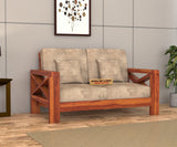 X-Sofa 2 Seater Solid Wood Sofa (Honey Finish)