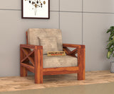 X-Sofa 1 Seater Solid Wood Sofa (Honey Finish)
