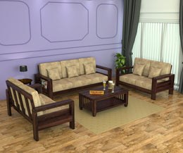New Outer 7 Seater Solid Wood Sofa (Walnut Finish)