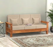 Fenwick 3 Seater Solid Wood Sofa (Honey Finish)