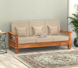 Fenwick 3 Seater Solid Wood Sofa (Honey Finish)
