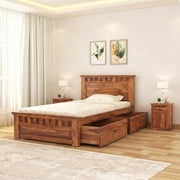 Armania Sheesham Wood 2 Drawer Single Bed (Natural Finish)