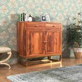 Thorlentis Sheesham Wood Cabinet and Sideboard (Honey Finish)