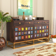 Penthris Sheesham Wood Cabinet and Sideboard (Walnut Finish)