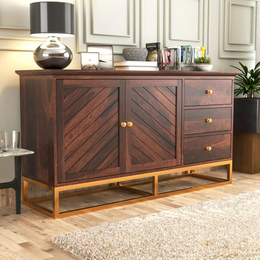 Moltherin Sheesham Wood Cabinet and Sideboard (Walnut Finish)