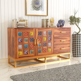 Quentovir Sheesham Wood Cabinet and Sideboard (Honey Finish)