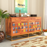 Penthris Sheesham Wood Cabinet and Sideboard (Honey Finish)