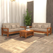 Fenwick 3+3 Seater Solid Wood Sofa (Honey Finish)