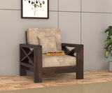 X-Sofa 1 Seater Solid Wood Sofa (Walnut Finish)