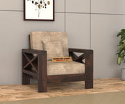 X-Sofa 1 Seater Solid Wood Sofa (Walnut Finish)