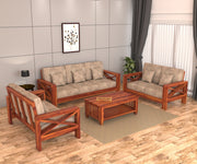 X-Sofa 7 Seater Solid Wood Sofa (Honey Finish)