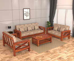 X-Sofa 7 Seater Solid Wood Sofa (Honey Finish)