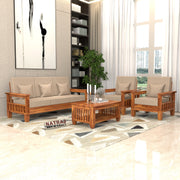 Fenwick 5 Seater Solid Wood Sofa (Honey Finish)
