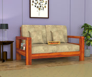 New Outer 2 Seater Solid Wood Sofa (Honey Finish)