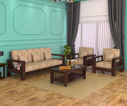 New Outer 5 Seater Solid Wood Sofa (Walnut Finish)