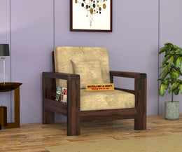 New Outer 1 Seater Solid Wood Sofa (Walnut Finish)