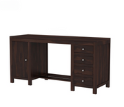 Yvithon Sheesham Wood Study Table with Four Drawers & Cabinet (Walnut Finish)