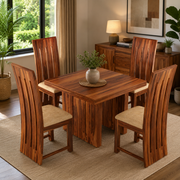 Pentar Sheesham Wood Dining Set 4 Seater (Honey Finish)