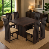 Pentar Sheesham Wood Dining Set 6 Seater (Walnut Finish)